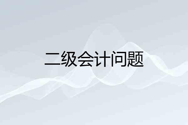 二级会计问题