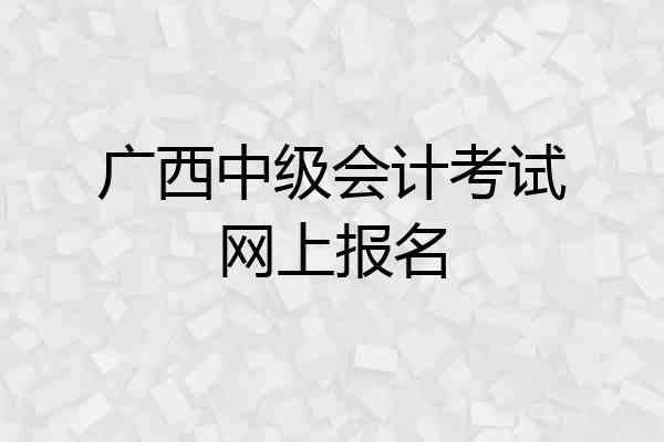 广西中级会计考试网上报名