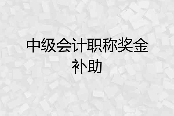 中级会计职称奖金补助
