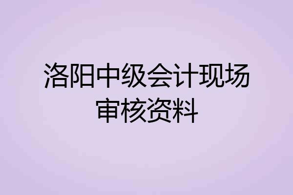 洛阳中级会计现场审核资料