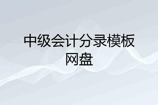 中级会计分录模板网盘