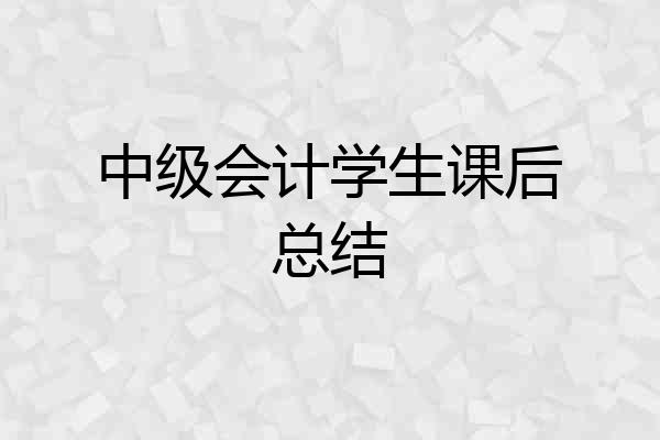 中级会计学生课后总结