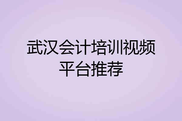 武汉会计培训视频平台推荐
