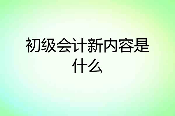 初级会计新内容是什么