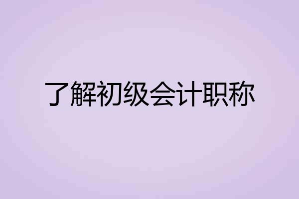 了解初级会计职称