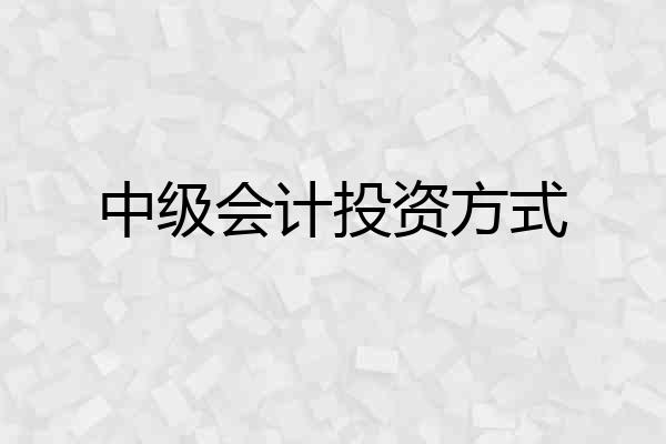 中级会计投资方式