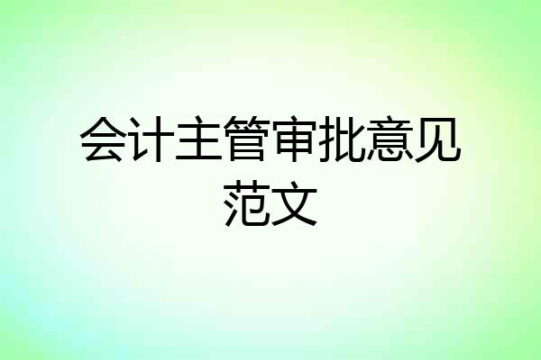 会计主管审批意见范文