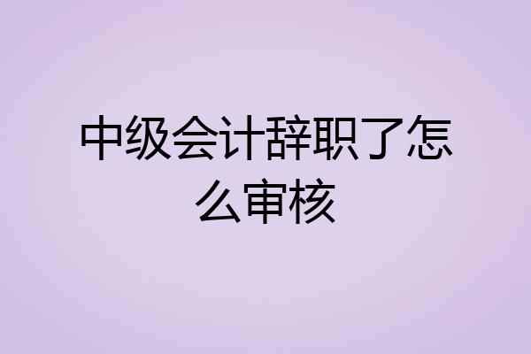 中级会计辞职了怎么审核