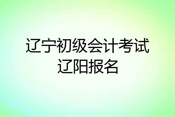 辽宁初级会计考试辽阳报名