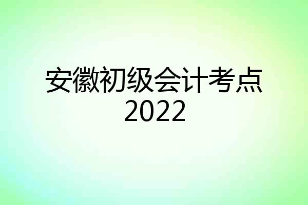 安徽初级会计考点2022