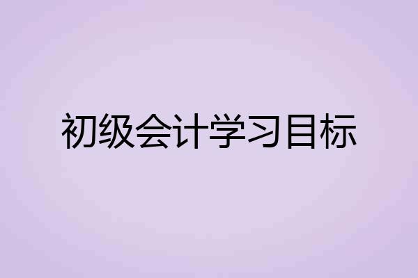 初级会计学习目标