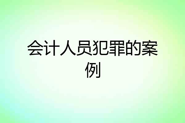 会计人员犯罪的案例