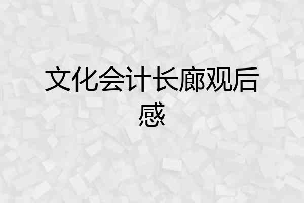 文化会计长廊观后感