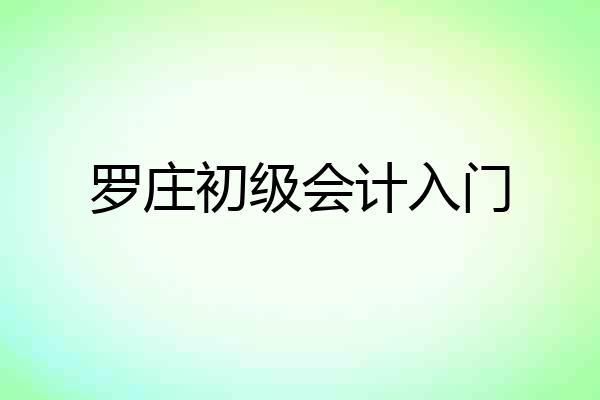 罗庄初级会计入门