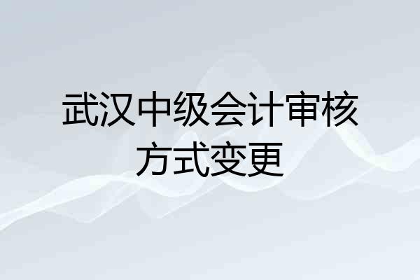 武汉中级会计审核方式变更