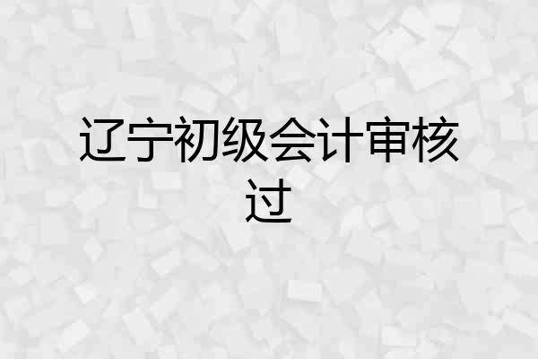 辽宁初级会计审核过