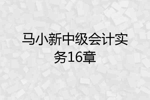 马小新中级会计实务16章