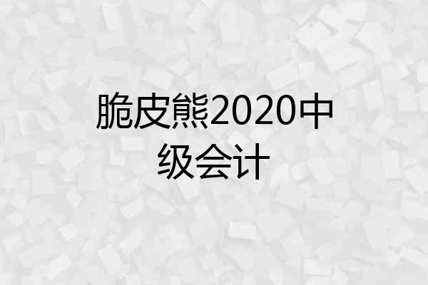 脆皮熊2020中级会计