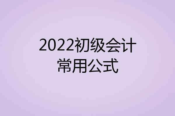 2022初级会计常用公式