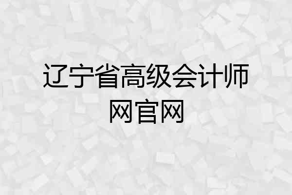 辽宁省高级会计师网官网