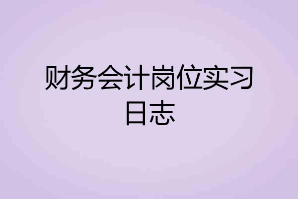 财务会计岗位实习日志