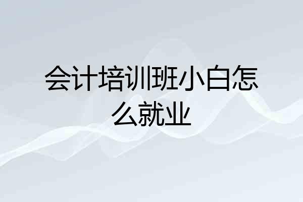 会计培训班小白怎么就业