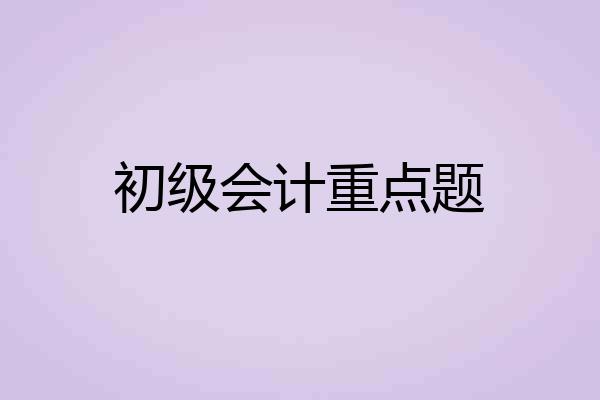 初级会计重点题