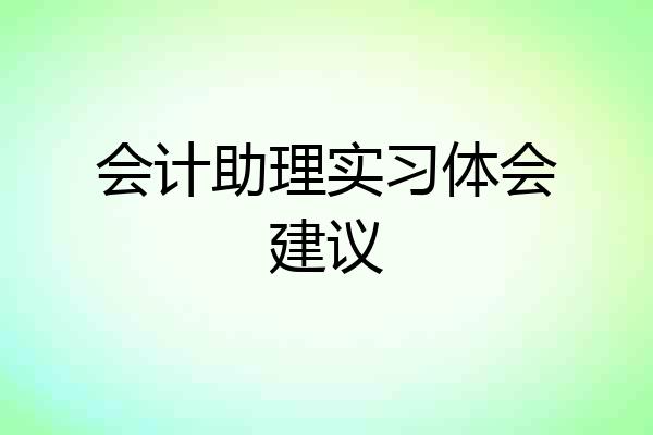 会计助理实习体会建议
