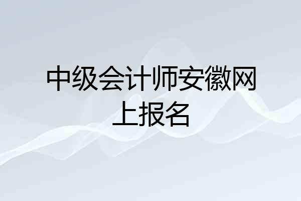 中级会计师安徽网上报名