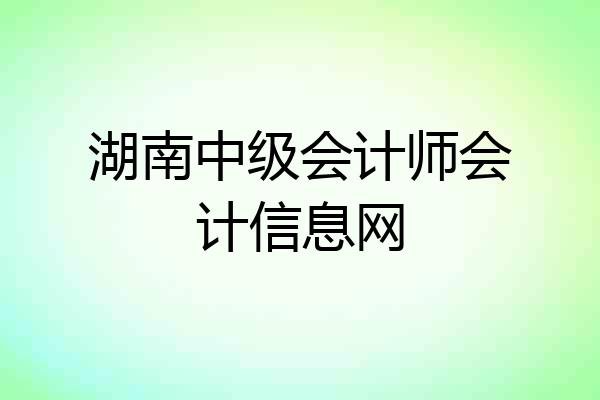 湖南中级会计师会计信息网
