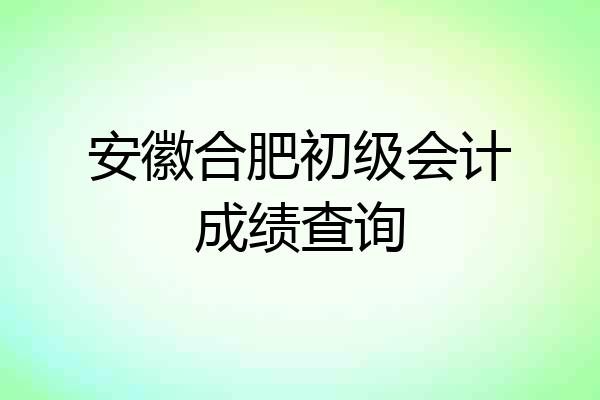 安徽合肥初级会计成绩查询