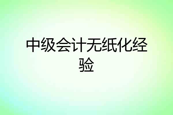中级会计无纸化经验