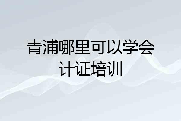 青浦哪里可以学会计证培训