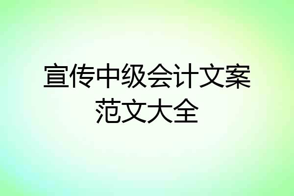 宣传中级会计文案范文大全