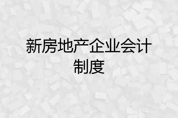 新房地产企业会计制度