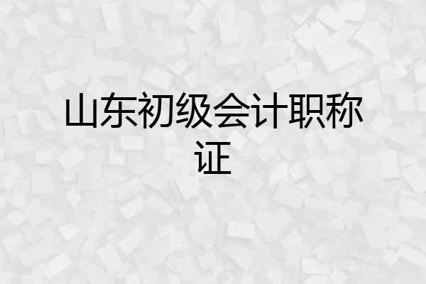 山东初级会计职称证