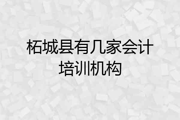 柘城县有几家会计培训机构