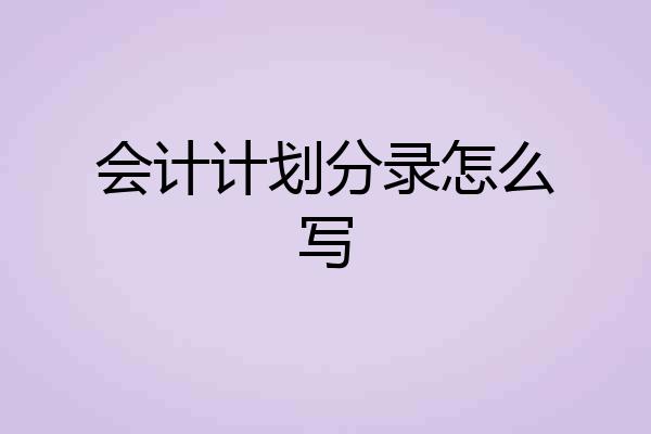 会计计划分录怎么写