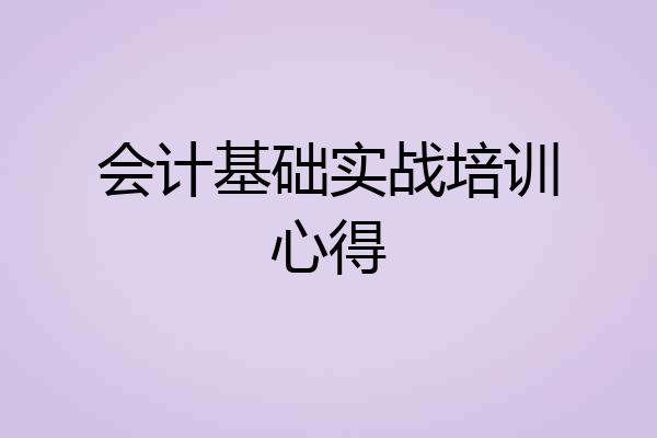 会计基础实战培训心得