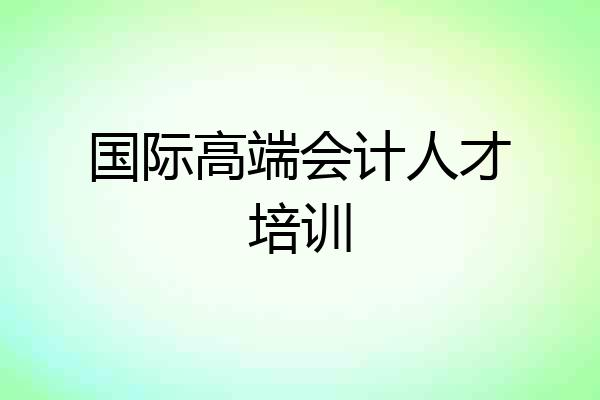 国际高端会计人才培训