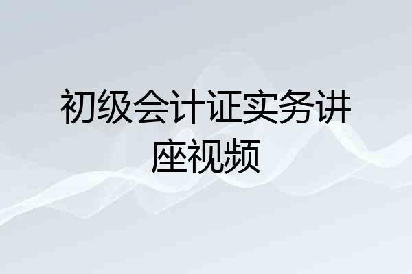 初级会计证实务讲座视频