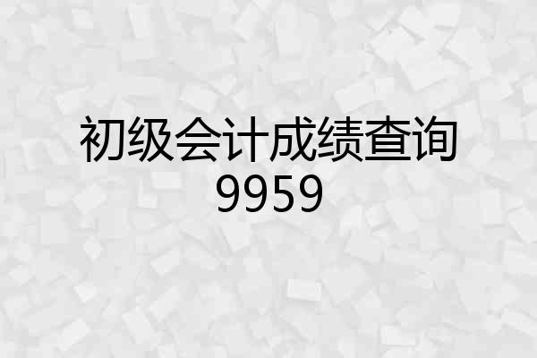 初级会计成绩查询9959
