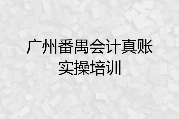 广州番禺会计真账实操培训