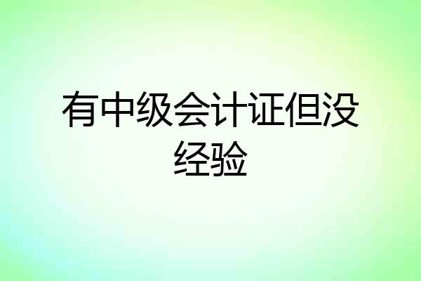 有中级会计证但没经验