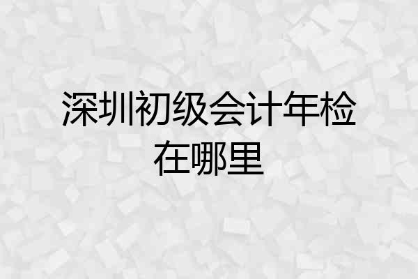 深圳初级会计年检在哪里