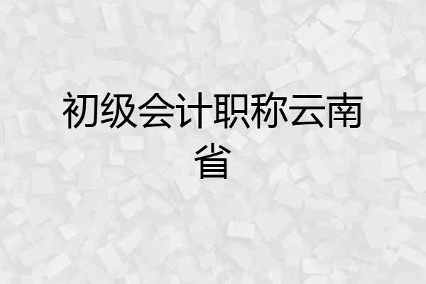 初级会计职称云南省