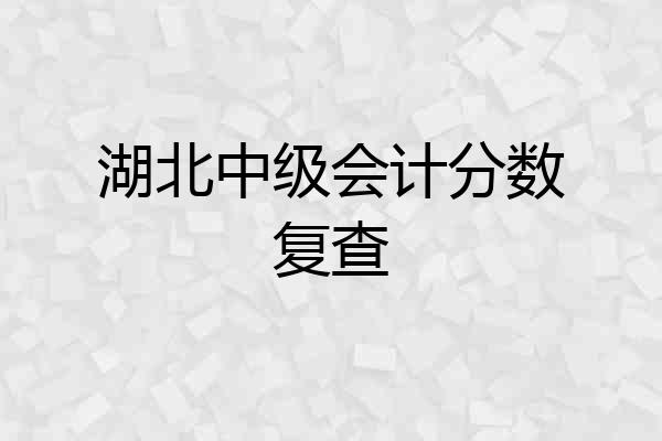 湖北中级会计分数复查
