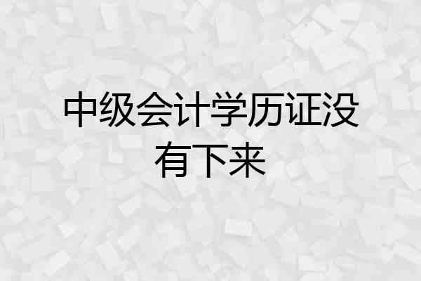 中级会计学历证没有下来