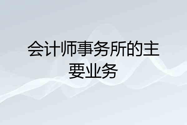 会计师事务所的主要业务