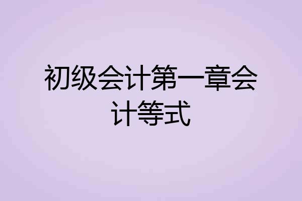 初级会计第一章会计等式